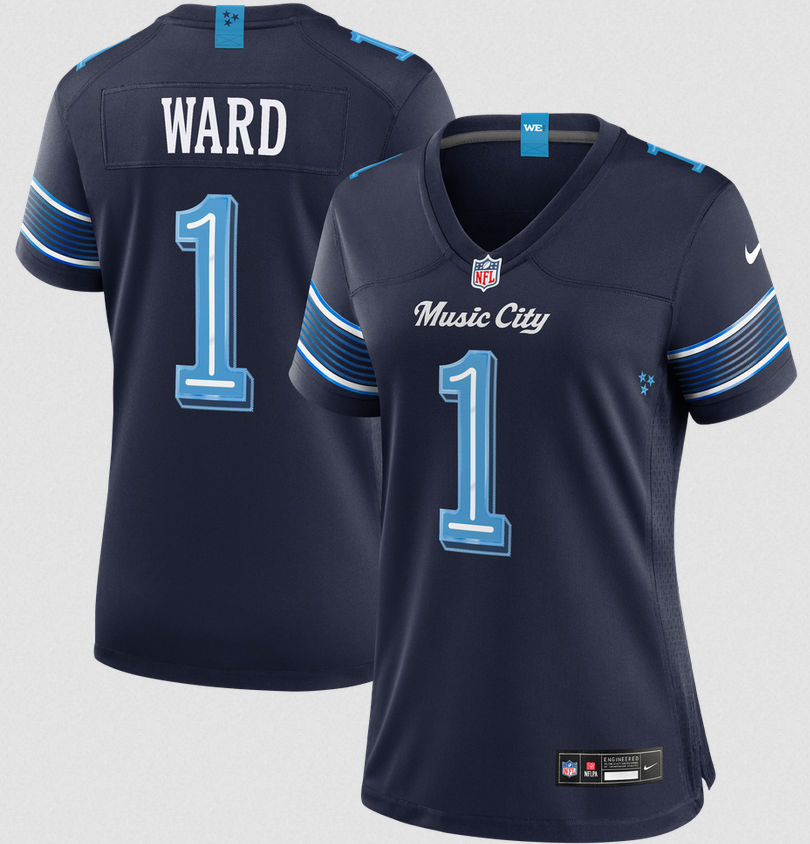 Women Tennessee Titans #1 Cameron Ward Nike Navy NFL 2026 Rivalries Collection limited Jersey->women nfl jersey->Women Jersey
